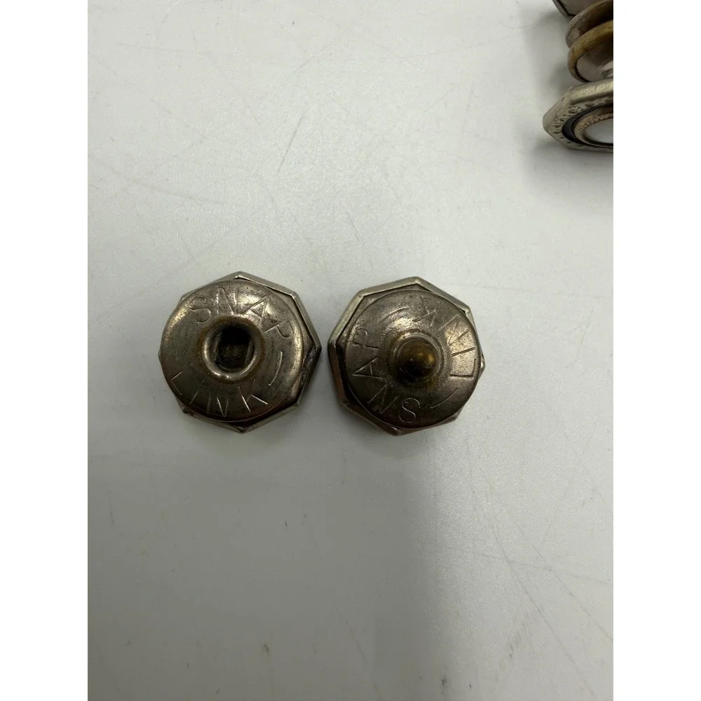 Vintage Snap-Link Art Deco Mother of Pearl Octagon Cufflinks Silver Tone Metal